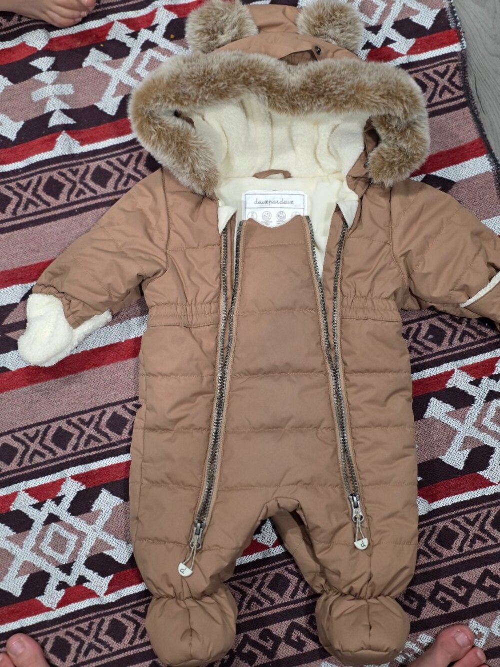 Deux par Deux One-Piece Baby Layette Snowsuit Designed For Car Seat Chanterelle